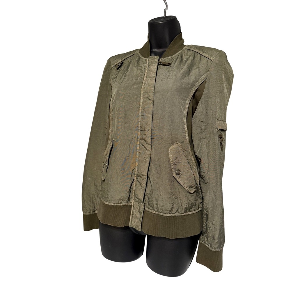 Marrakech Anthropologie Women's Army Green Zip-Up Jacket W/ Hidden Snaps, Size S